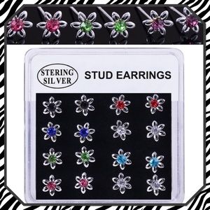 🌸New❤️❤️ Cute Crystal Flower Stud 925 SS Earrings